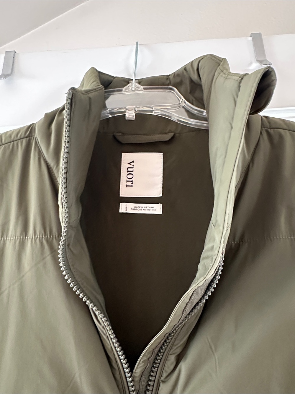 Vuori Olive Quilted Zip Front Vest - Picture 3 of 5